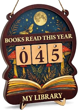 Books Read This Year Counter Sign - Fantasy Reading Tracker Ornament Bookshelf Decor - Bookish Gifts for Women Book Lovers Readers Bookworms