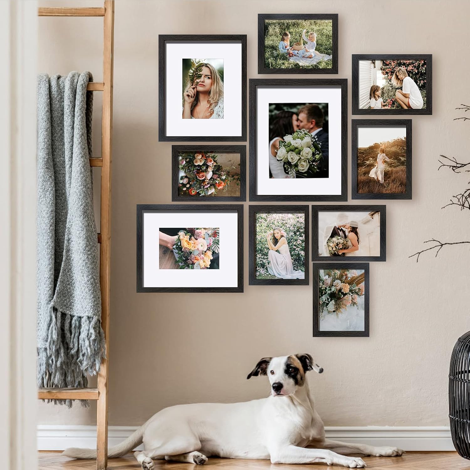 SESEAT Picture Frames Collage, Gallery Wall Frame Set with 11x14 8x10 5x7 4x6 Frames in Black Woodgrain Finishes, Set of 10 - Image 5