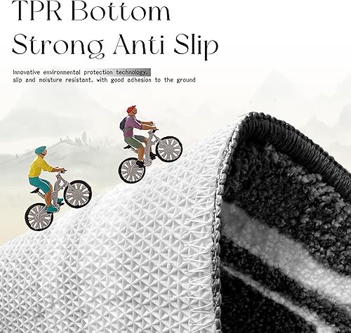 Vista 22 de Tititex Alfombra de baño de lujo con marco blanco y negro, 20 x 32 pulgadas, alfombra de baño de microfibra extrasuave y absorbente, alfombra