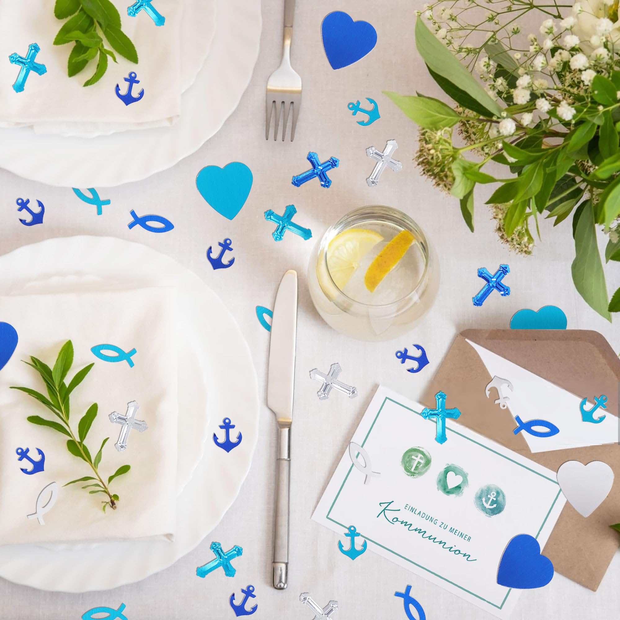 Coriandoli Comunione 90pz - Forme Angelo, Calice, Piccione Per Tavolo