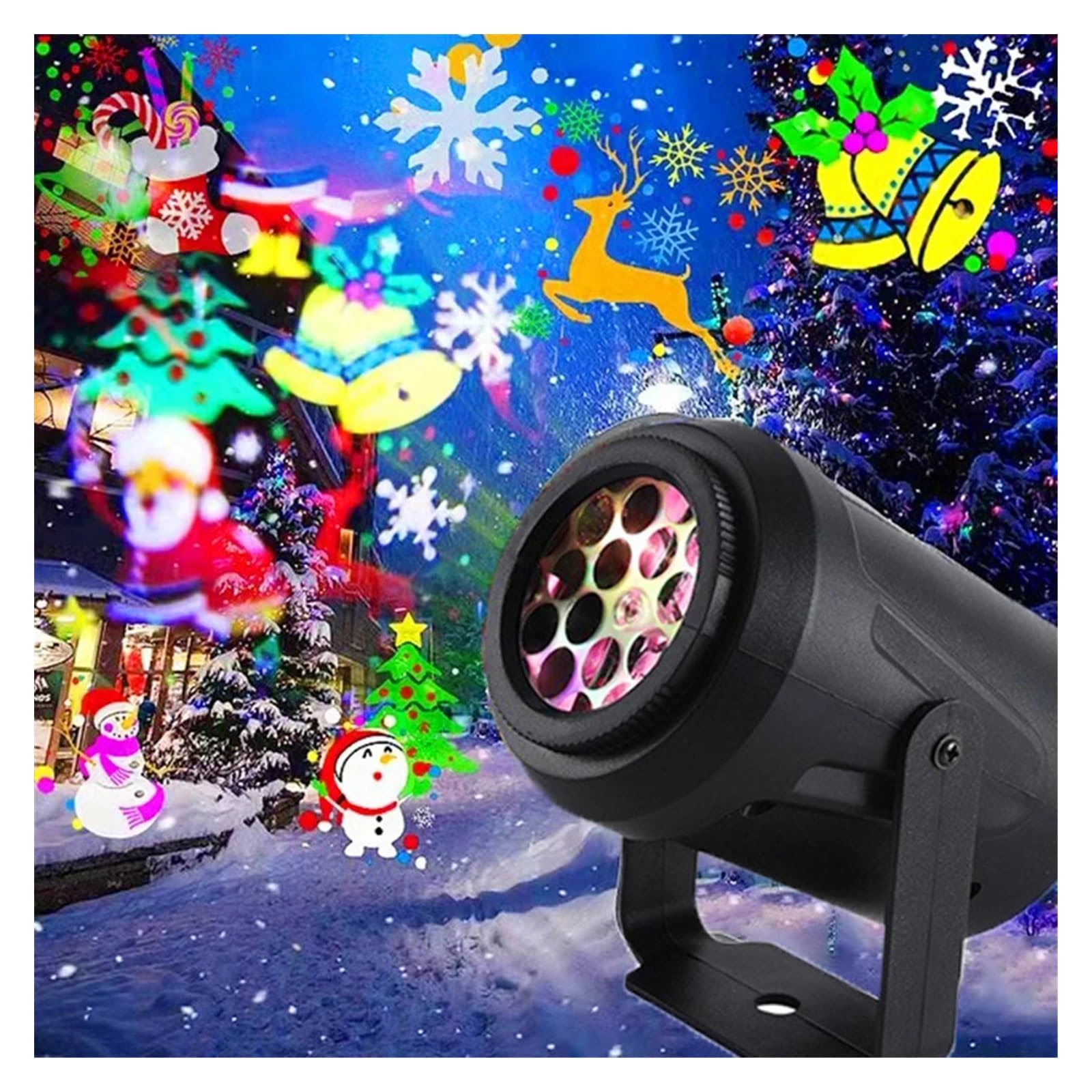 Projecteur Lumineux, projecteur holographique d'halloween, 16 Motifs, lumières LED, décoration de Noël, Lampe d'extérieur étanche, projecteur de Neige, projecteur de scène du Nouvel an, écla