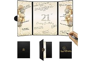Black Gold 21st Birthday Decoration Cheers To 21 Years Signature Guest Book