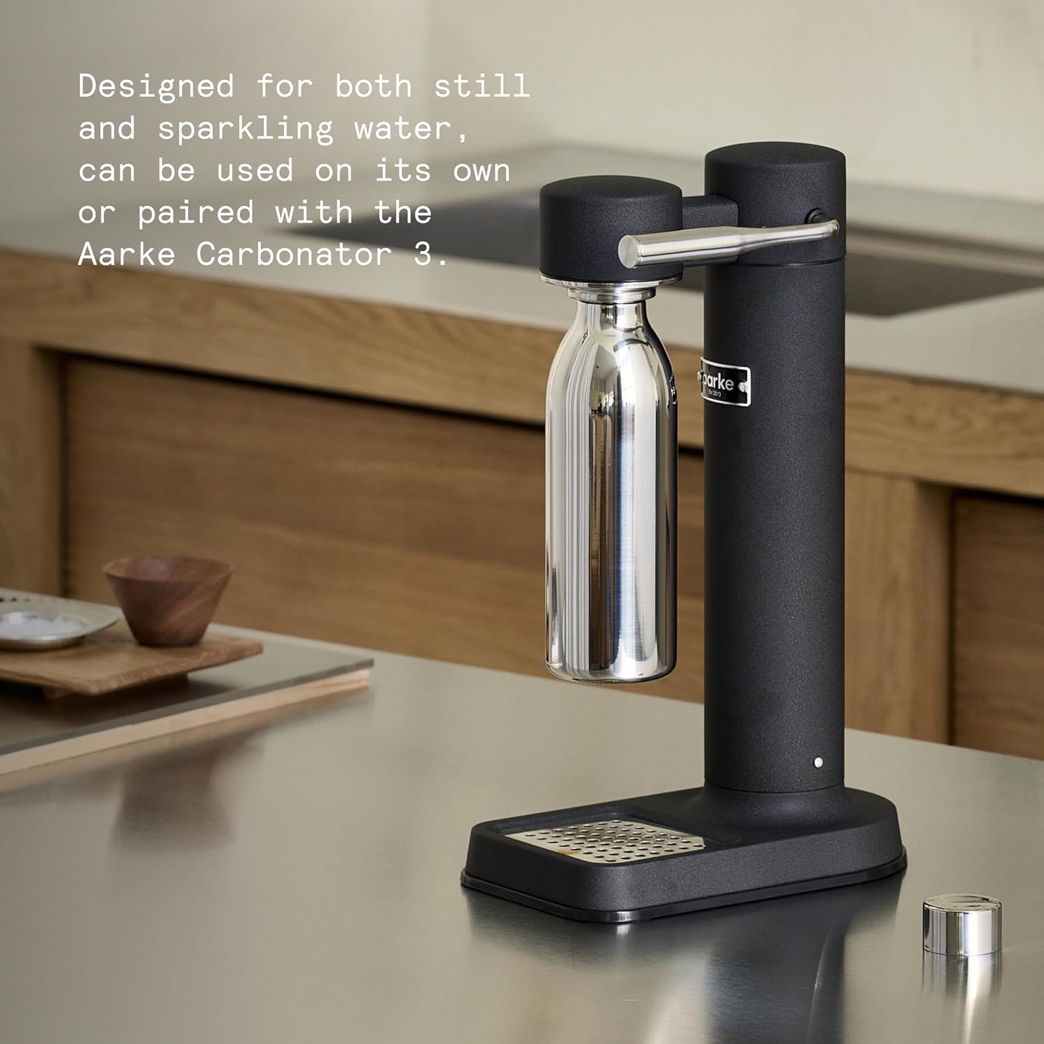 aarke To-Go Bottle - Stainless Steel Insulated Travel Water Bottle with Lid, Reusable 24 Hour Carbonation, Compatible with Only Carbonator 3, 650 mL/22 fl oz