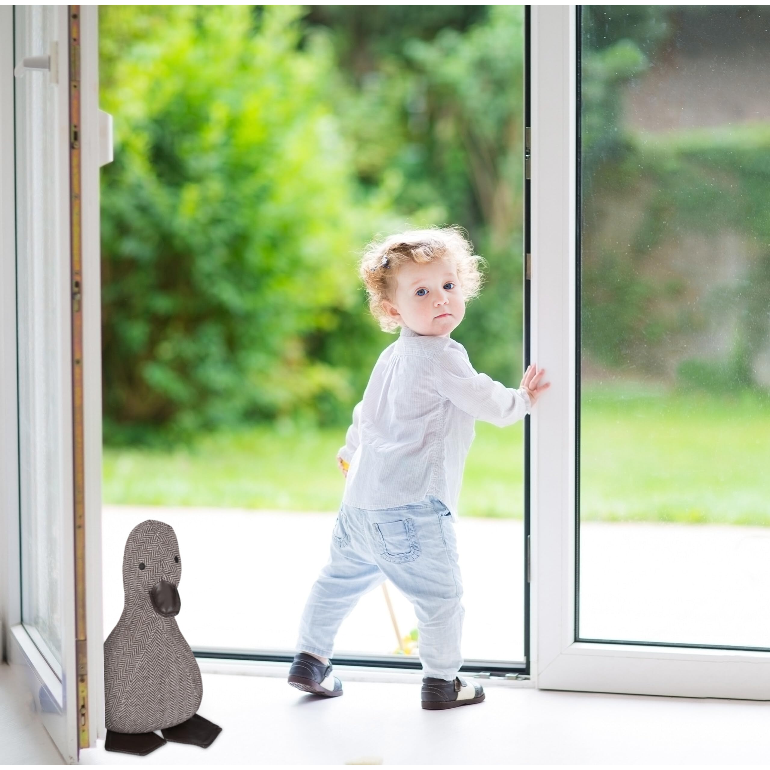 Relaxdays stoper do drzwi gęś, odbojnik z piaskiem, blokada drzwiowa, szary klin, 27x15,5x18cm (wys. x szer. x dł.)
