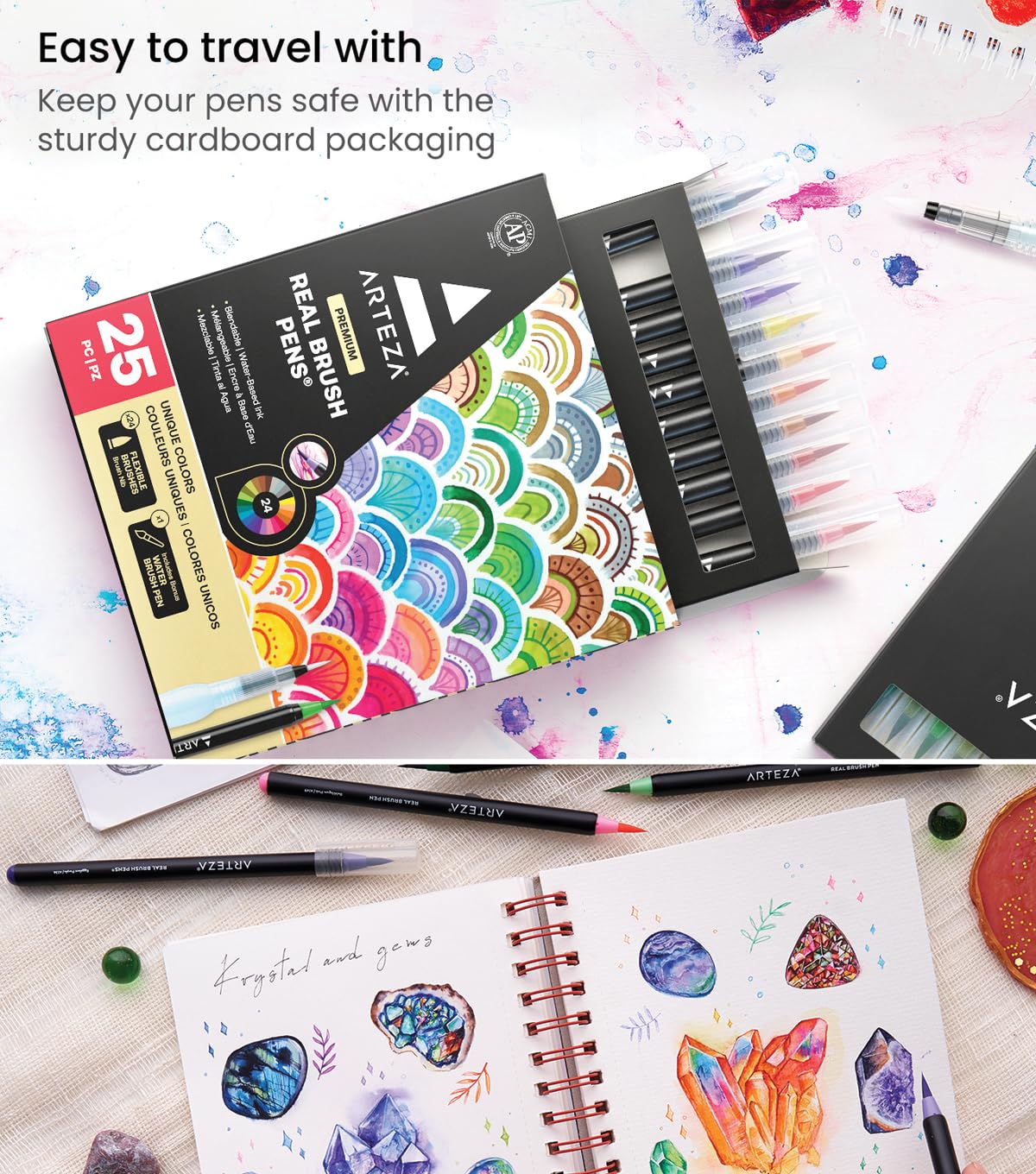Amazon.co.jp: Artezaリアル筆ペン、水彩画用24色。初心者から