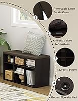 Vista 9 de DINZI LVJ Banco para zapatos, organizador de zapatos de 9 compartimentos para entrada, banco de almacenamiento con cojín, estante para zapatos