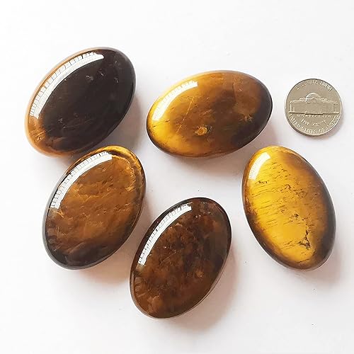Miniatura 2 de Ojo de tigre natural, mini bolsillo ovalado de palma de cristal curativo para masaje, spa, piedra energética, cristales y piedras curativas