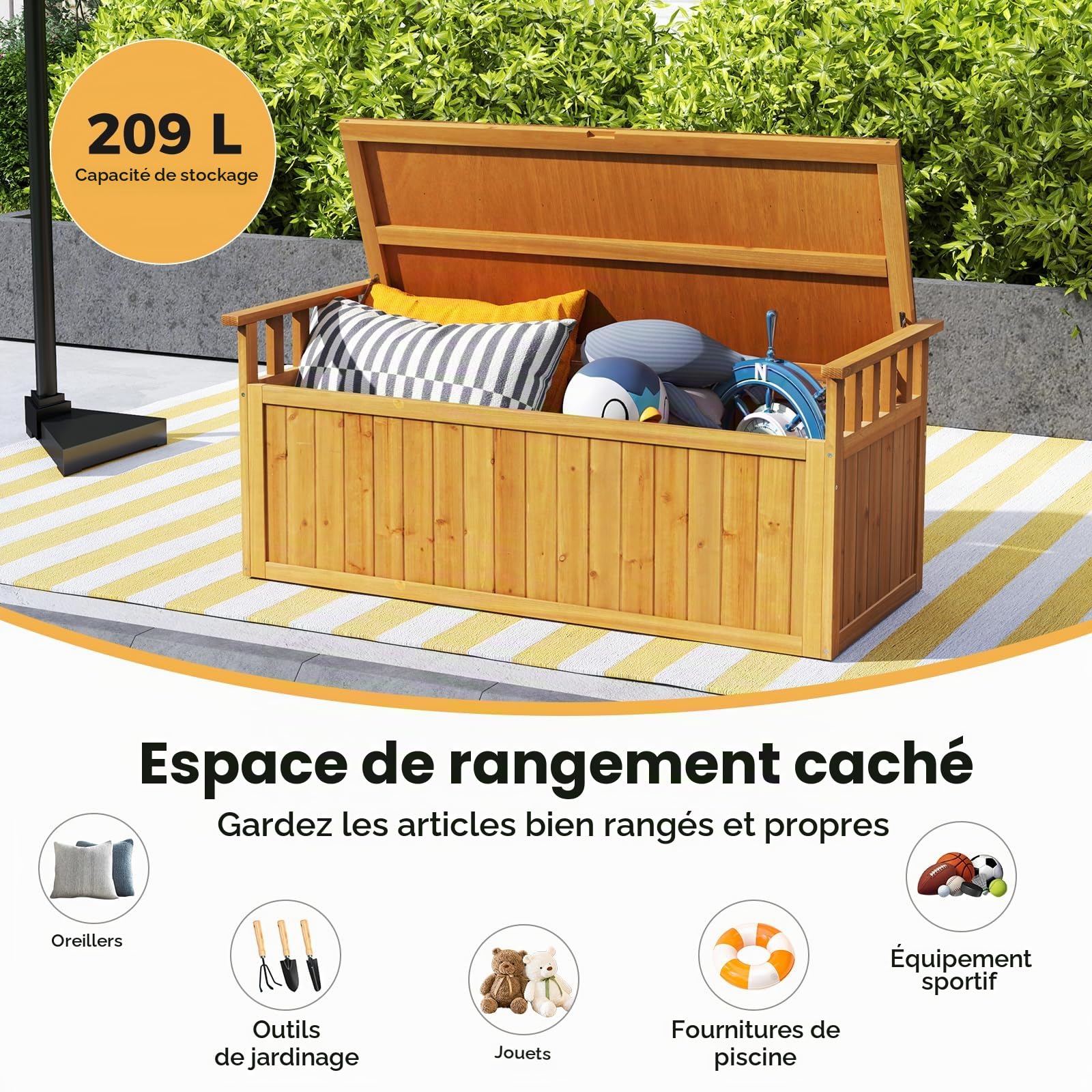 HOMASIS Coffre de Rangement Extérieur XXL Etanche en Bois