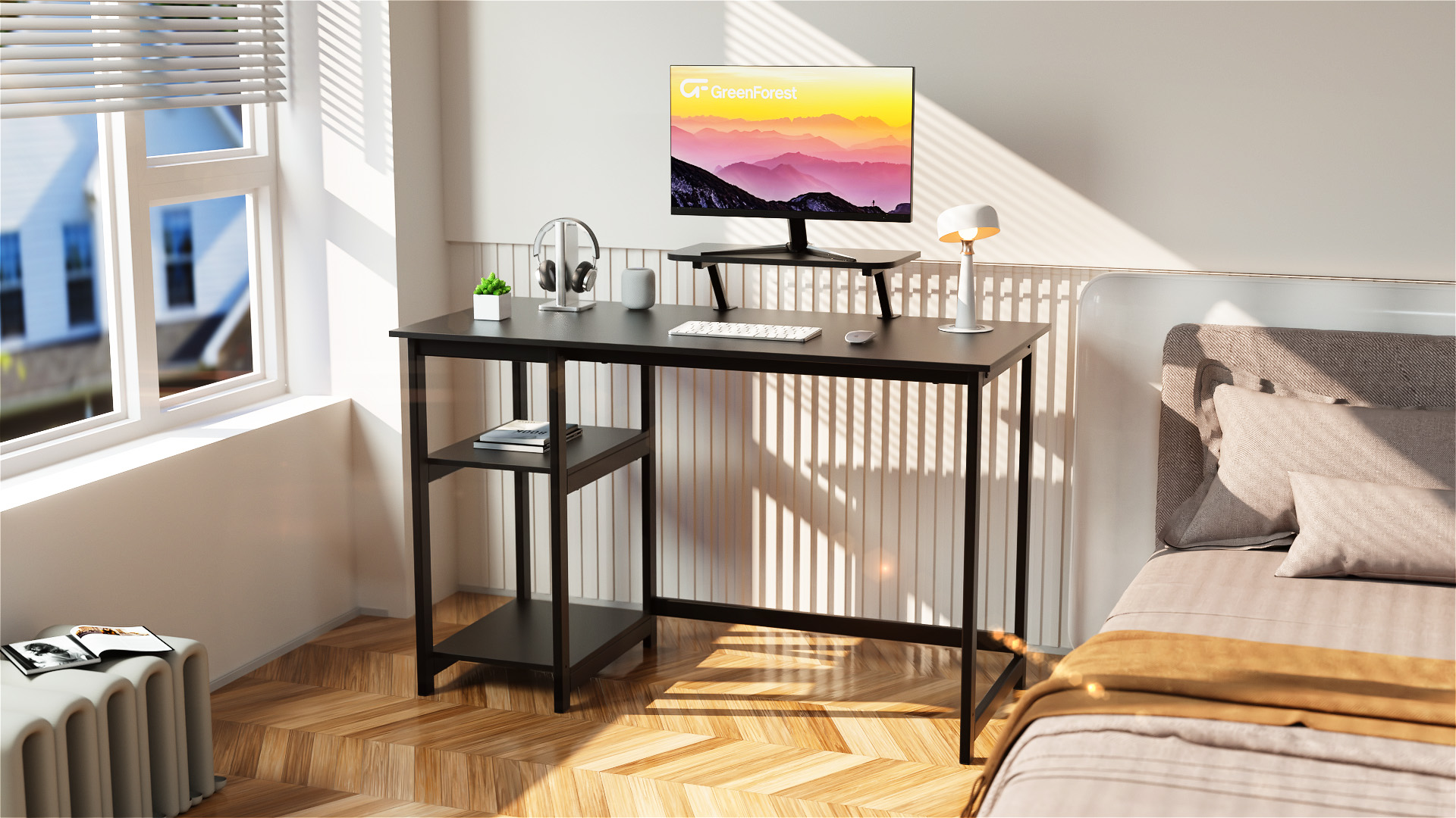 事務机・学習机 WORK DESK Amazon.com: GreenForest Computer Desk 39 Inch with Monitor