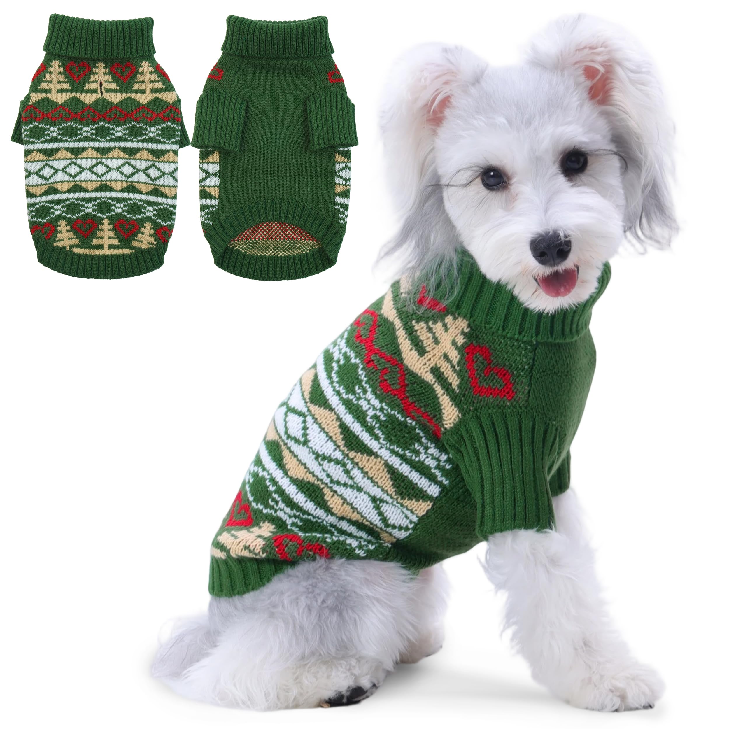 PUMYPOREITY Maglione per cani, maglione lavorato a maglia per cani di piccola taglia, maglione a collo alto per cuccioli, maglione natalizio per cani per ragazzi e ragazze, maglione di Halloween per