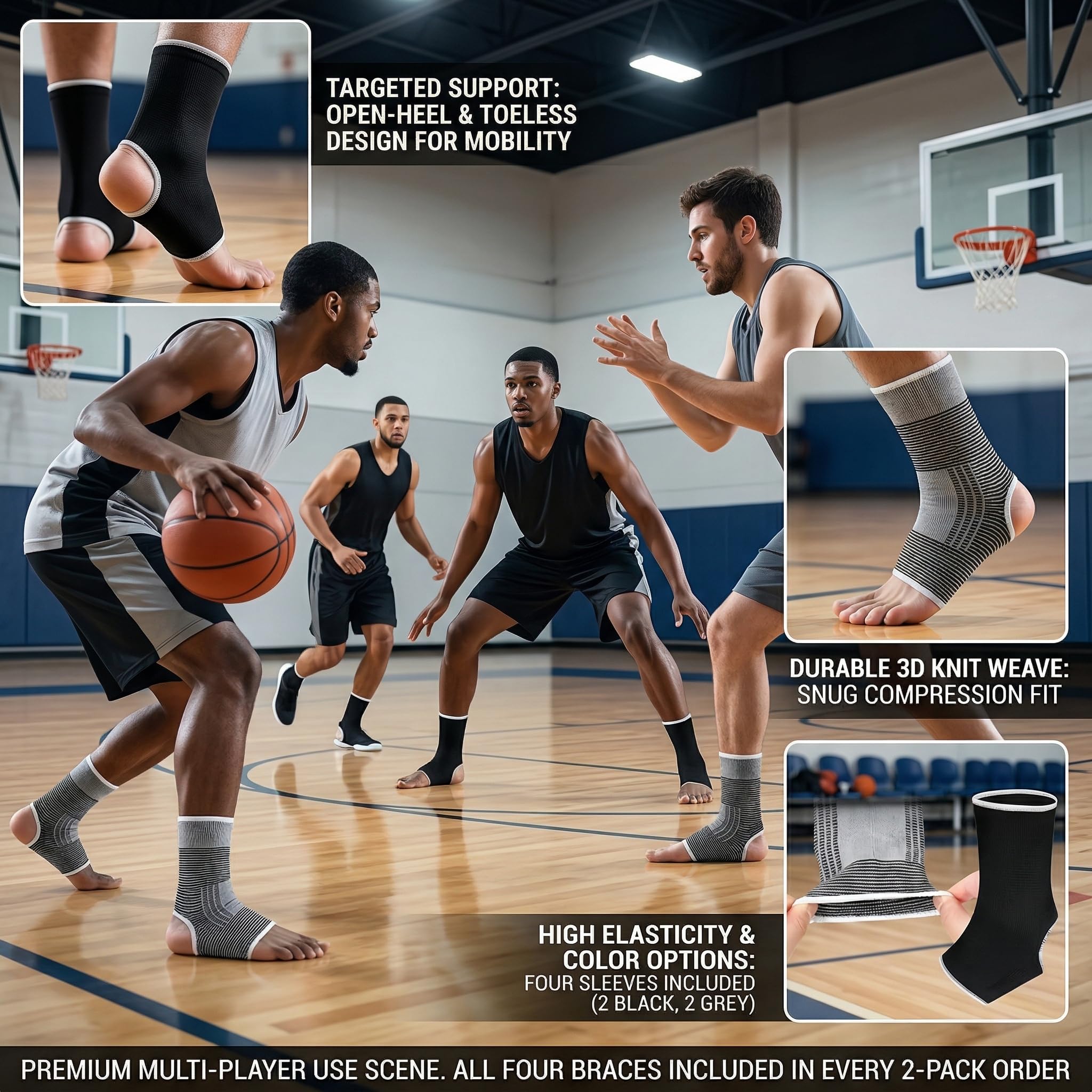 Chevillière Enfant Sport Compression Respirante en Polyester Coton, Bande de Soutien Cheville sans Talon, Chaussette Talon Ouvert, Protection Cheville pour Football Basketball Danse Course Entraî