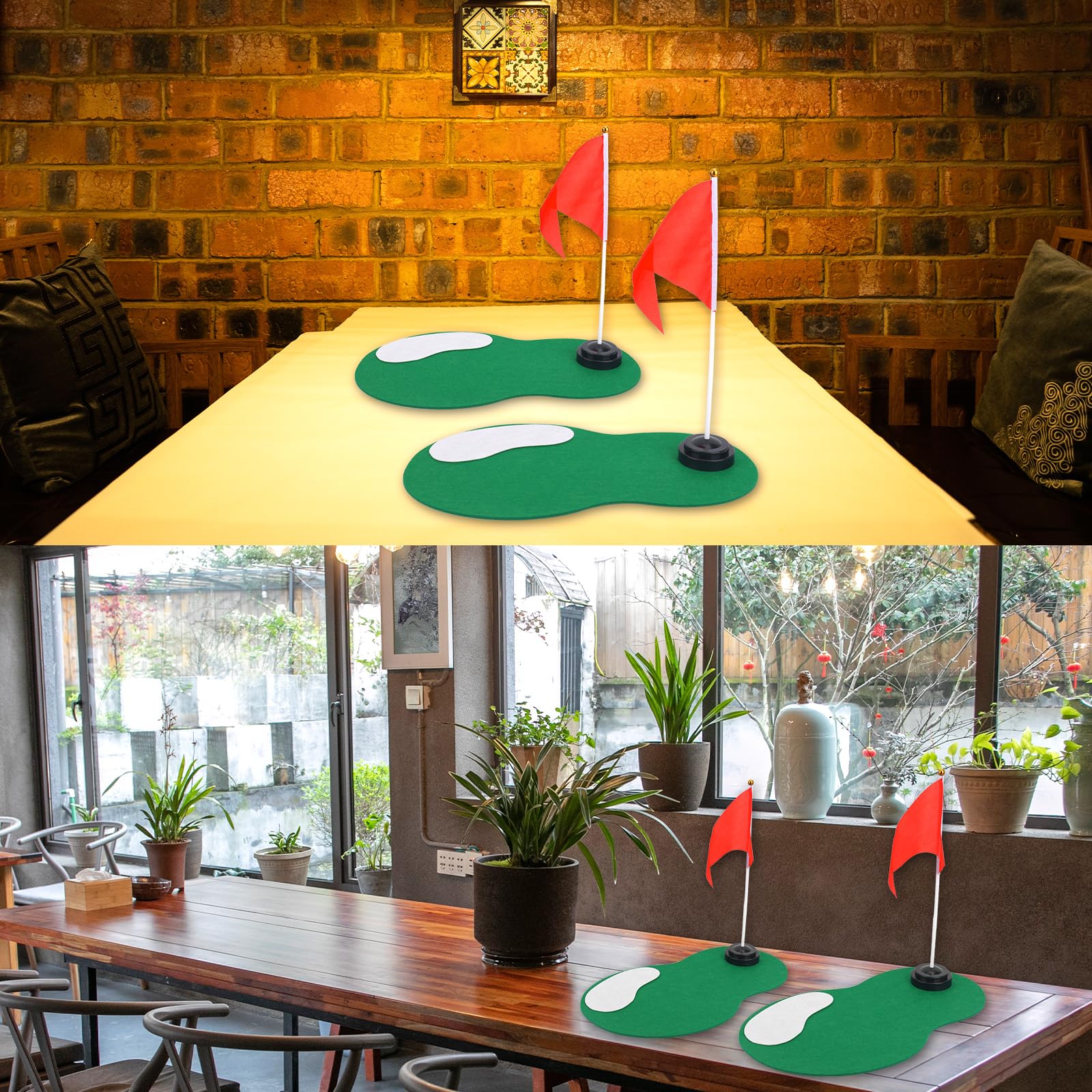 Juego de 4 Centros de Mesa Golf Decoraciones para Fiestas con Areneros y Banderas Rojas