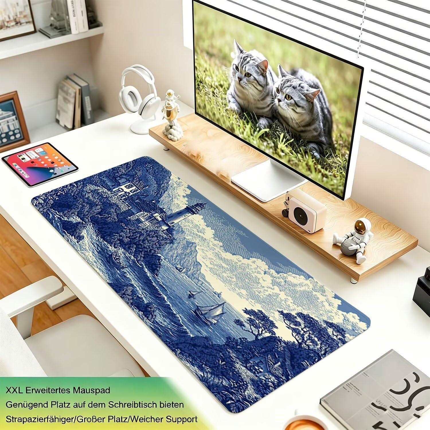 Tappetino Mouse 1000x500x4mm, Mouse Pad Retro Torre eolica 0x0-157 | Tappetino Scrivania Mousepad da Gioco con Base Antiscivolo Bordi Cuciti, Accessori Ufficio, Regali per Uomini e Donne