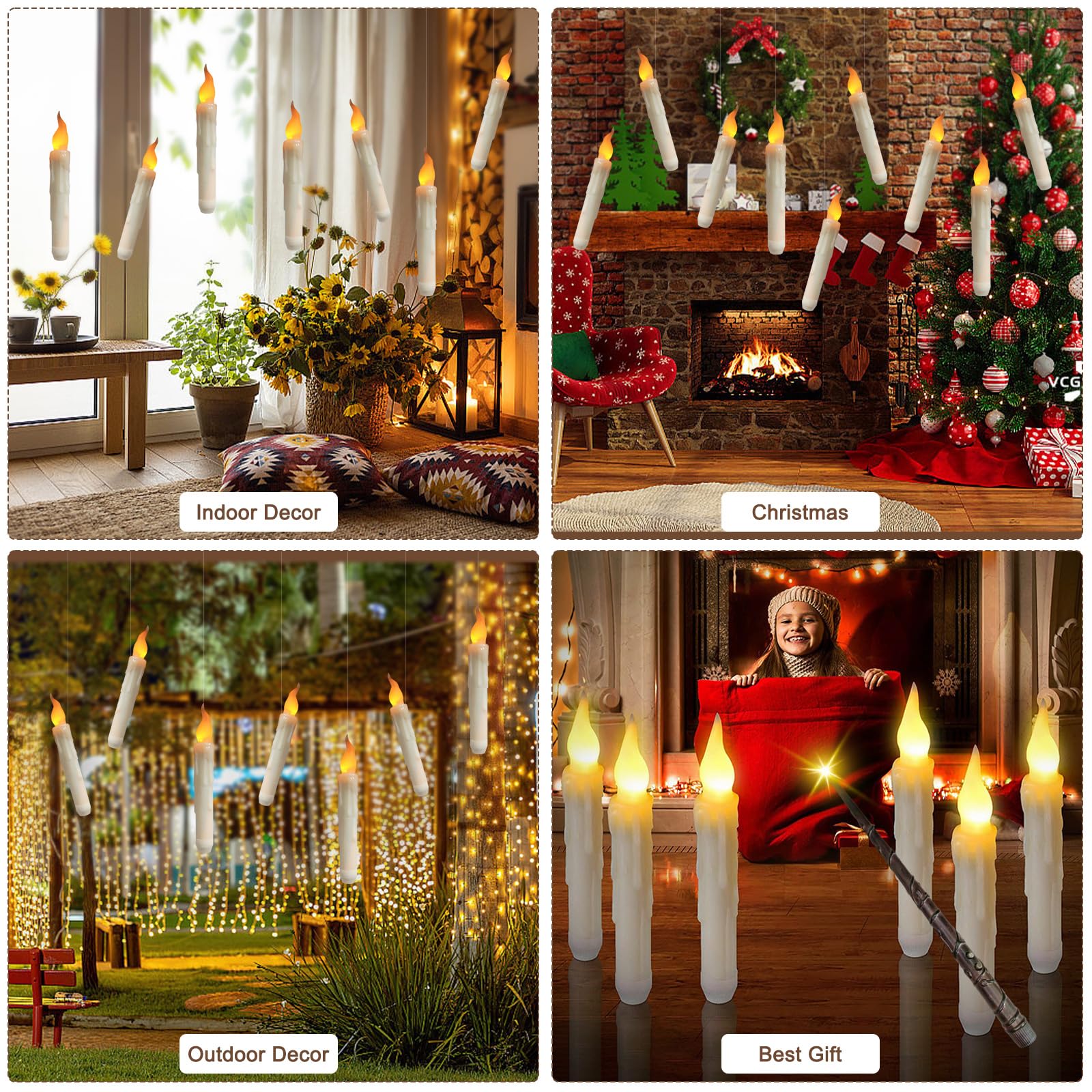 Bougies LED Flottantes Avec Télécommande Baguette - Lot De 12, Lumière Vacillante - Pour Noël, Mariage, Décoration - 5