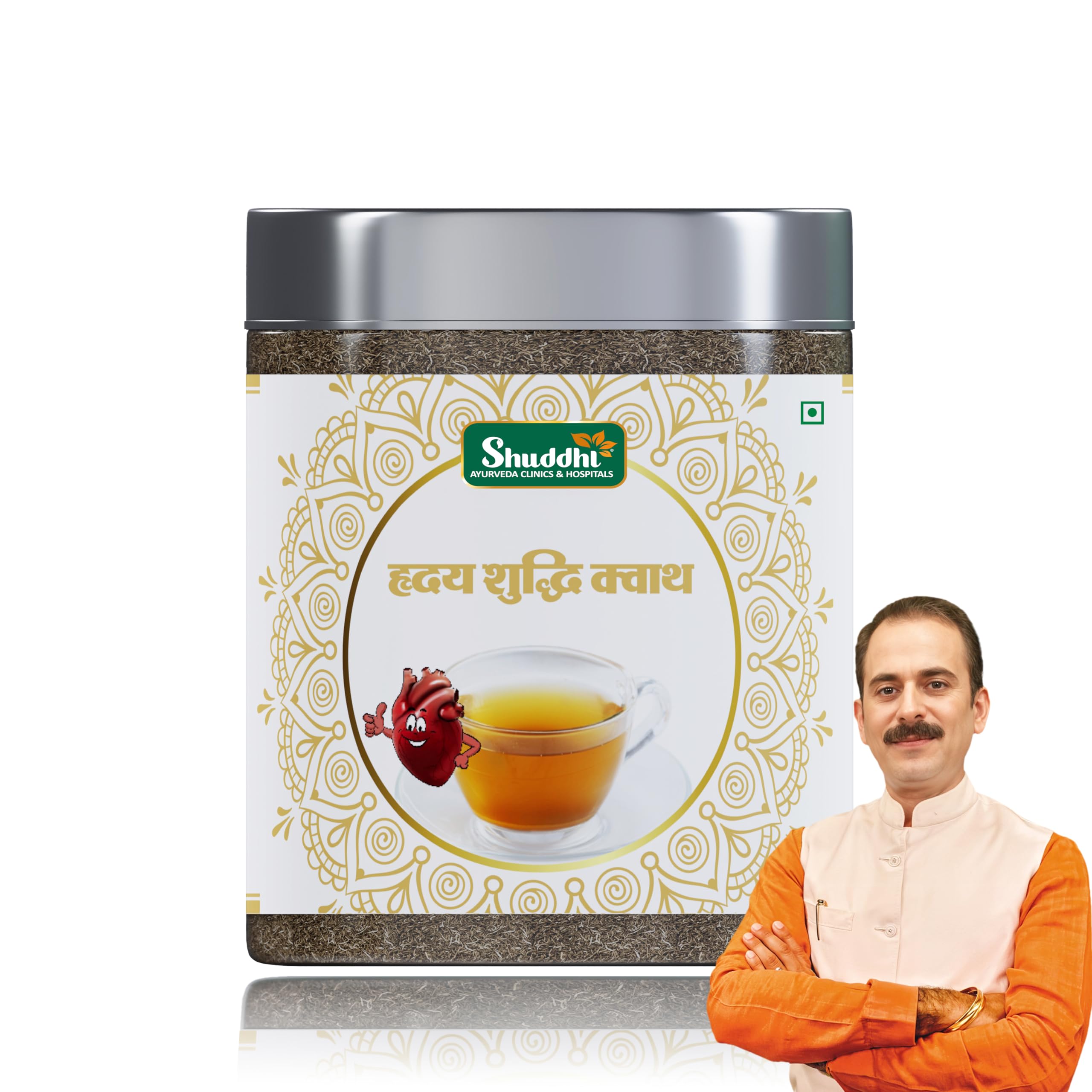 Shuddhi Ayurveda Hriday Shuddhi Kwath | Kashmiri Desi Kahwa Green Tea | Contains Arjuna, Peepal & Punarnava | Immunity Booster | Good For Heart Health | Kashmiri Kahwa Mix, 100 gm