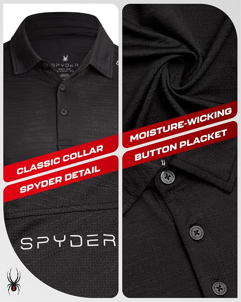 メンズウェア #FR2GOLF Polo Shirt / Black XL Spyder Mens Golf Polo Shirt - Super Soft Moisture Wicking