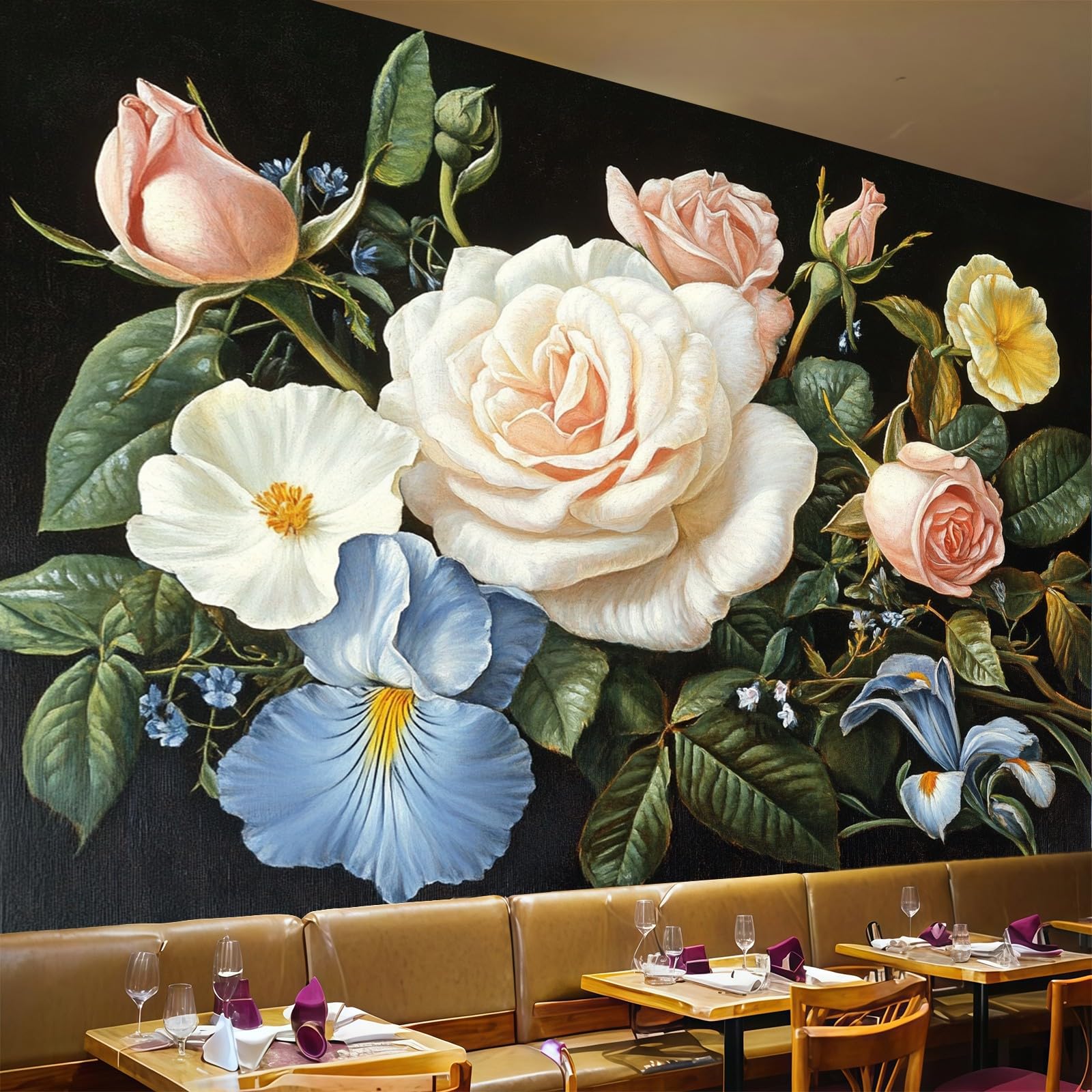 Papier Peint Panoramique Rose 3D Solution Murale Moderne Salon et Chambre