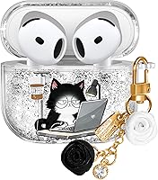 Vista 28 de Funda para Apple para Airpod 2/1 - Funda Kawaii bonita estética femenina femenina para niñas y mujeres, protector líquido con purpurina brillante