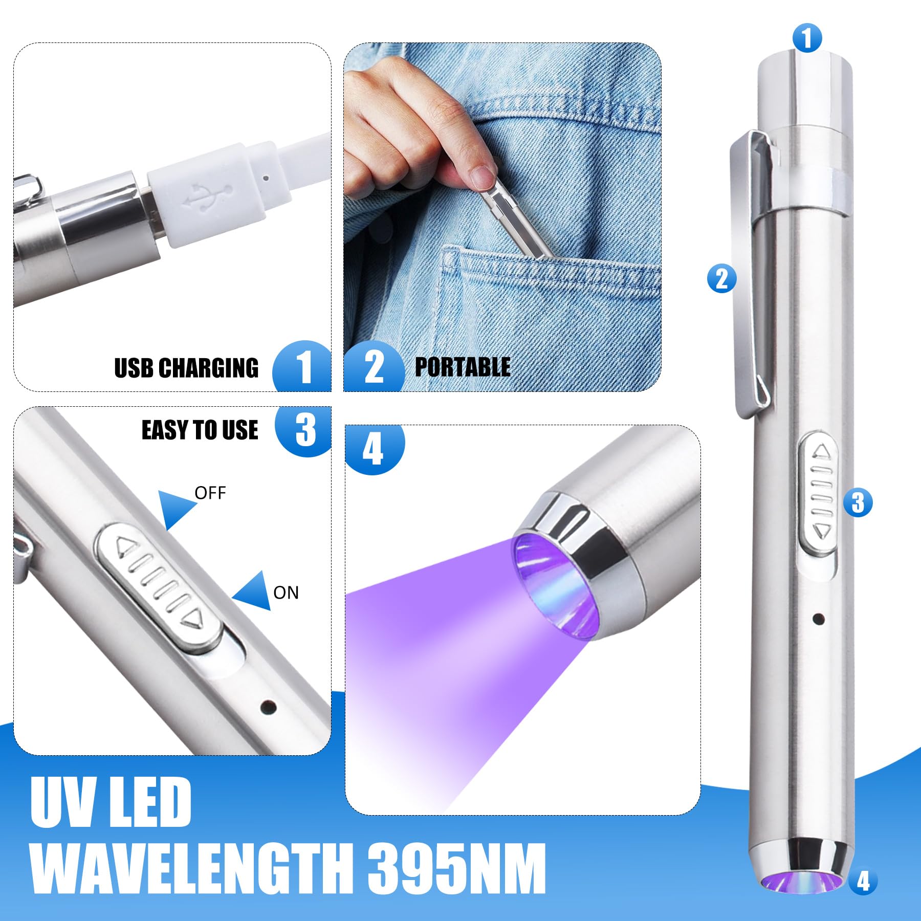 Kit Colle UV 60g Avec Lampe 395nm Rechargeable - Durcissement Rapide 5s - Pour Bijoux, Verre, Plastique, DIY