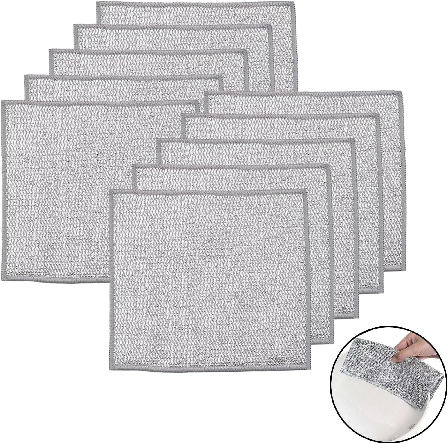 Paikatoa Wire Dishwashing Rags,10PCS Double-layer Thickened Non-Scratch Wire Dishcloth for Wet and Dry, Easy Rinsing, Reusable, Wire Cleaning Cloth for Kitchen,Sinks,Pots,Pans