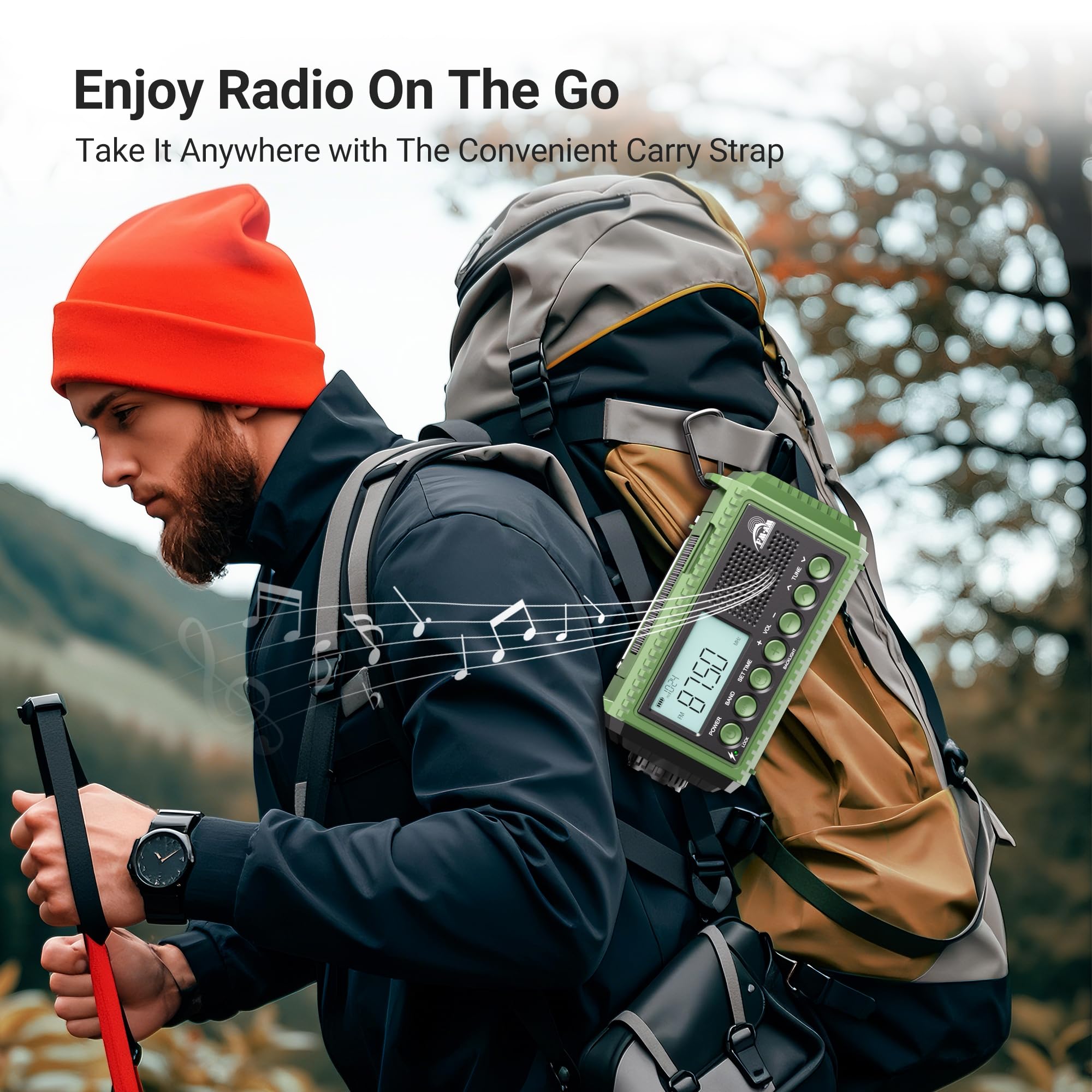 Radio à Manivelle AM/FM/SW 12000mAh, Portable Camping avec Lampe de Poche, Radio d'Urgence Type C SOS Dynamo