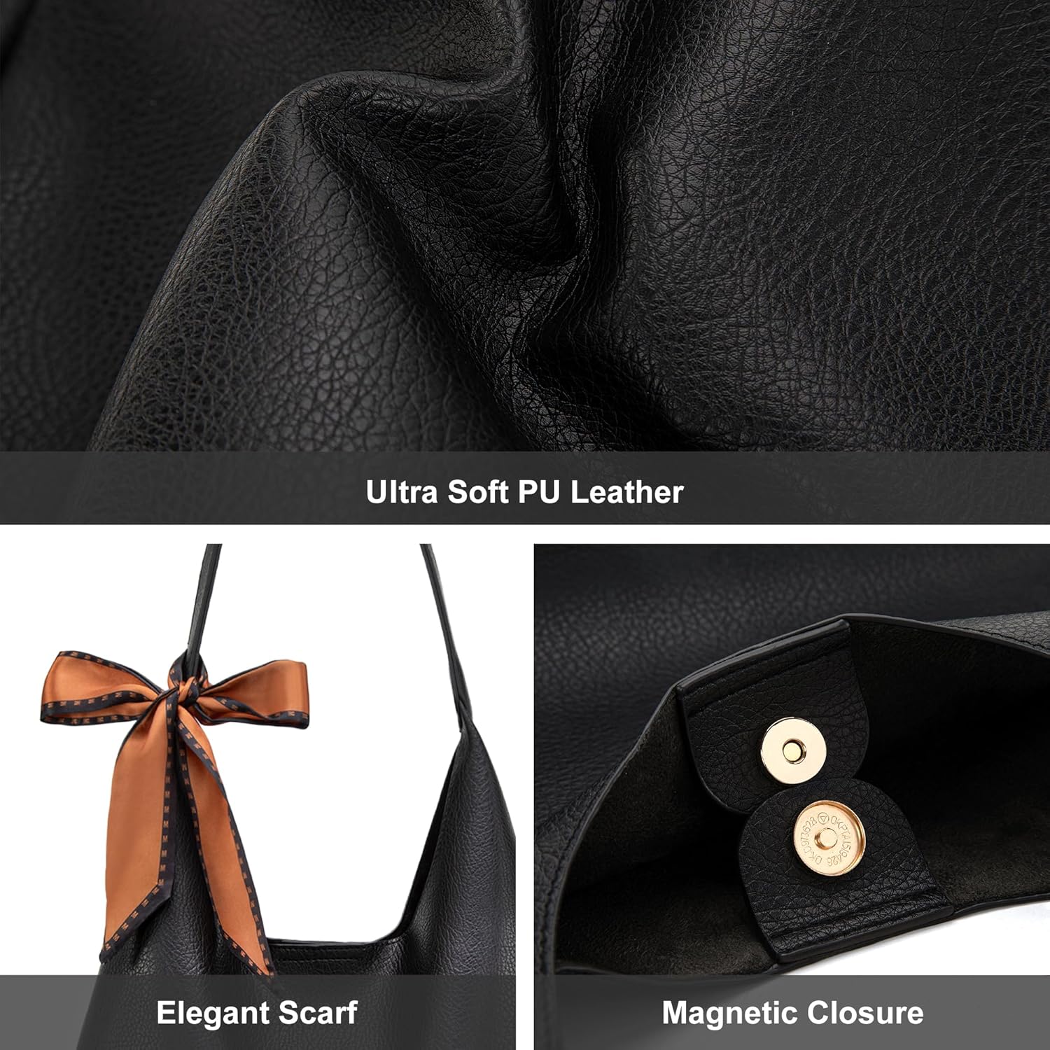 Montana West Slouchy Hobo Bag for Women Shoulder Purses and Handbags with Scarf - Image 4