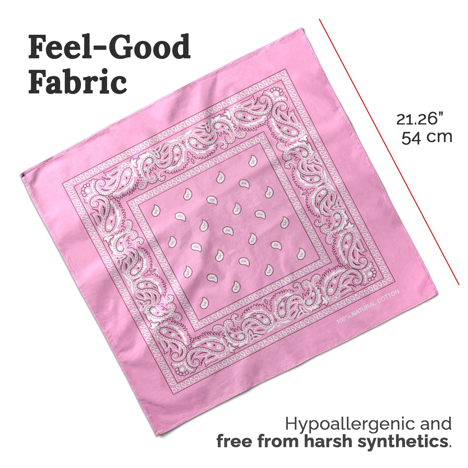 AURAE Różowa bandana - 100% bawełna i naturalne włókna - różowa chustka bez poliestru - miękka, trwała i nadająca się do prania w pralce, dla mężczyzn i kobiet, uniseks i dzieci, 2 szt