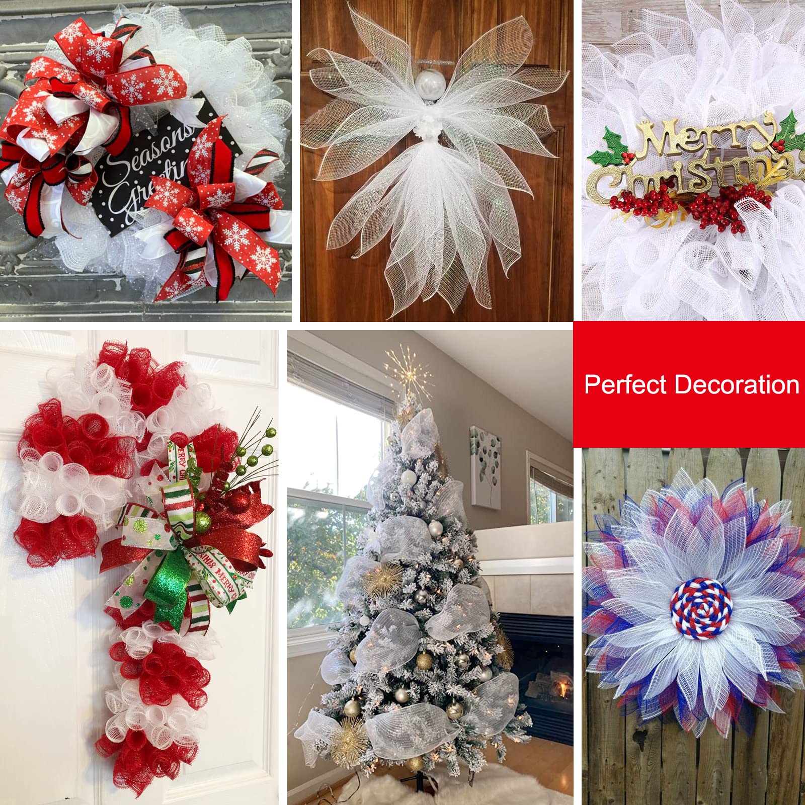 Cinta Malla Navidad 2 Rollos Cinta De Malla Decorativa - 10x30 Pies,  Plateada Y Blanca, Para Árbol De Navidad Y Coronas Malla Polipropileno  Plateada, image size:1600x1600