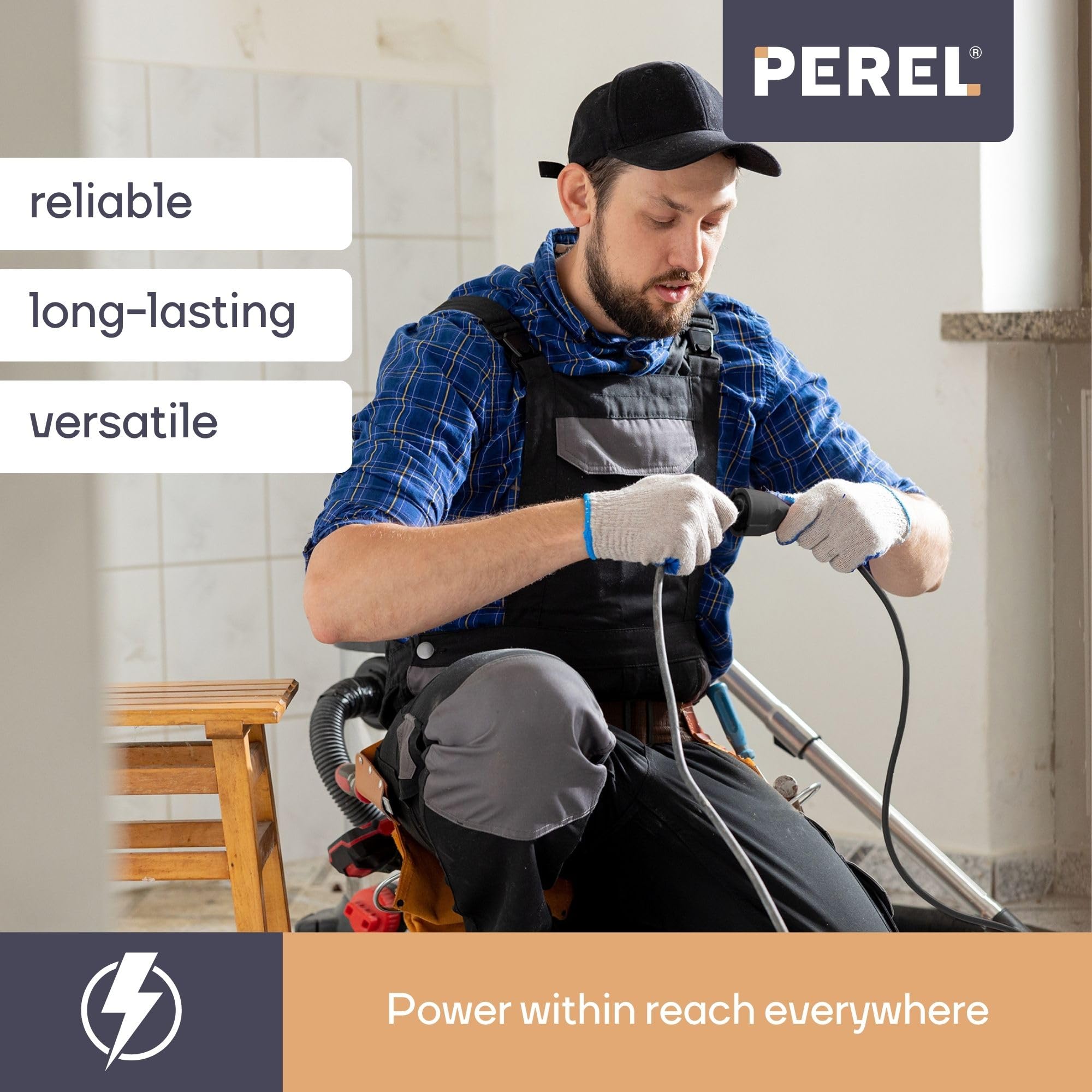 Perel - Rallonge Électrique avec 2 Prises - Usage Extérieur - Terre Française - 20 M