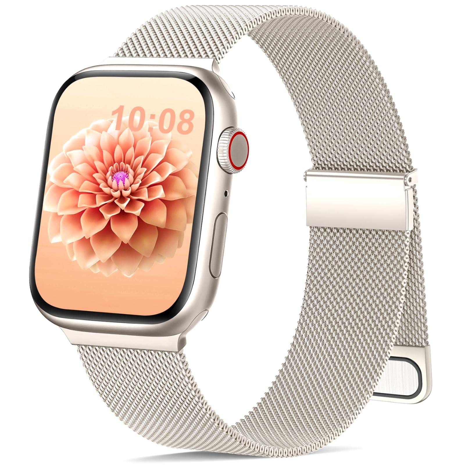 Jiamus Armband Kompatibel mit Apple Watch 40mm 41mm 38mm 42mmm 44mm 45mm 49mm,Magnetisch Metall Edelstahl Ersatzarmband Damen Herren für iWatch Series 8 7 SE 6 5 4 3 2 1 Ultra(Polarstern,01A)