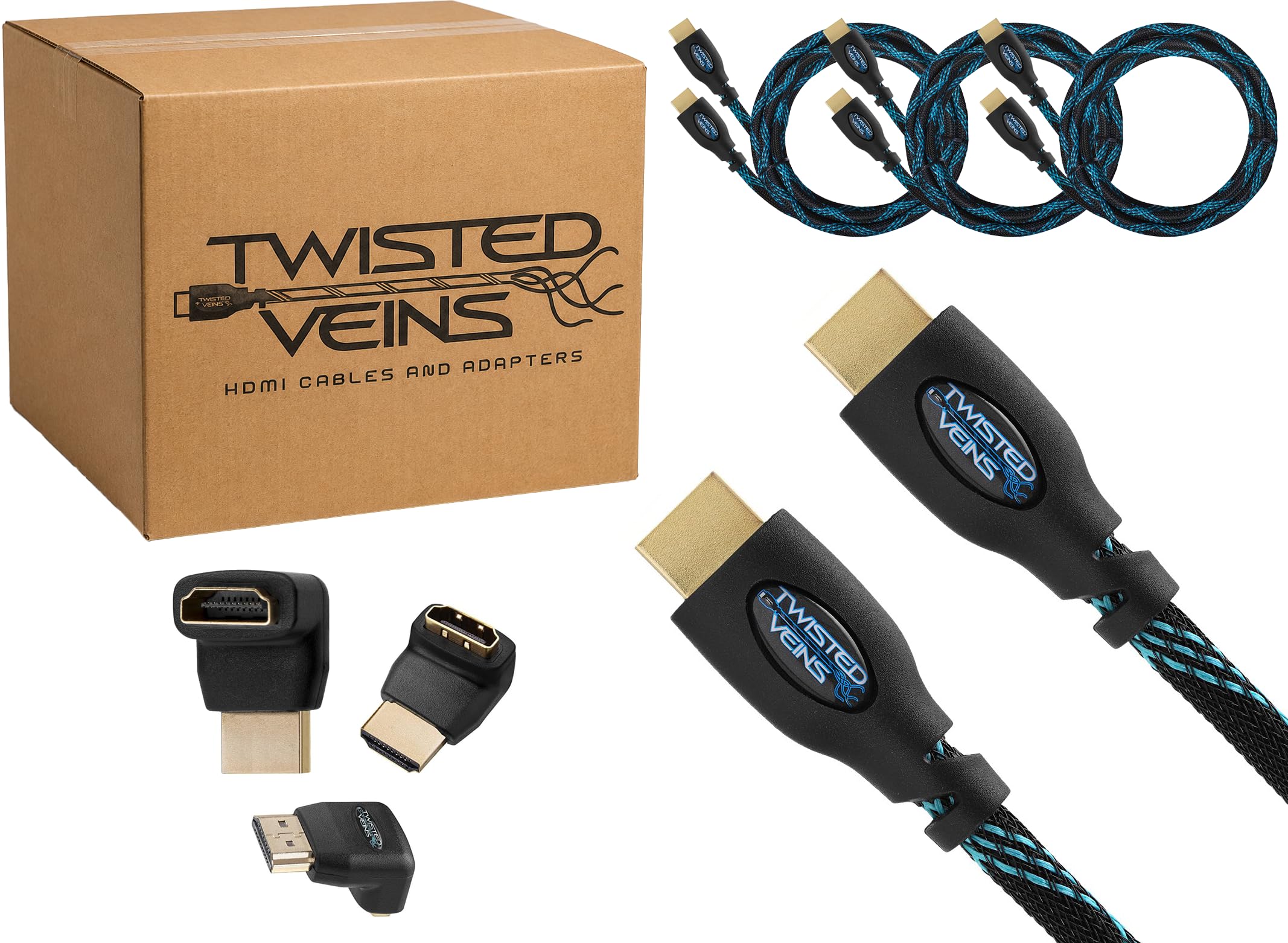 Cavo HDMI 4K da 4,6 m, confezione da 40 (20 confezioni da 2 confezioni), 20 adattatori ad angolo sinistro e 60 fascette in microfibra, cavi intrecciati da 5 metri, HDMI 2.0b 4K 60hz HDR