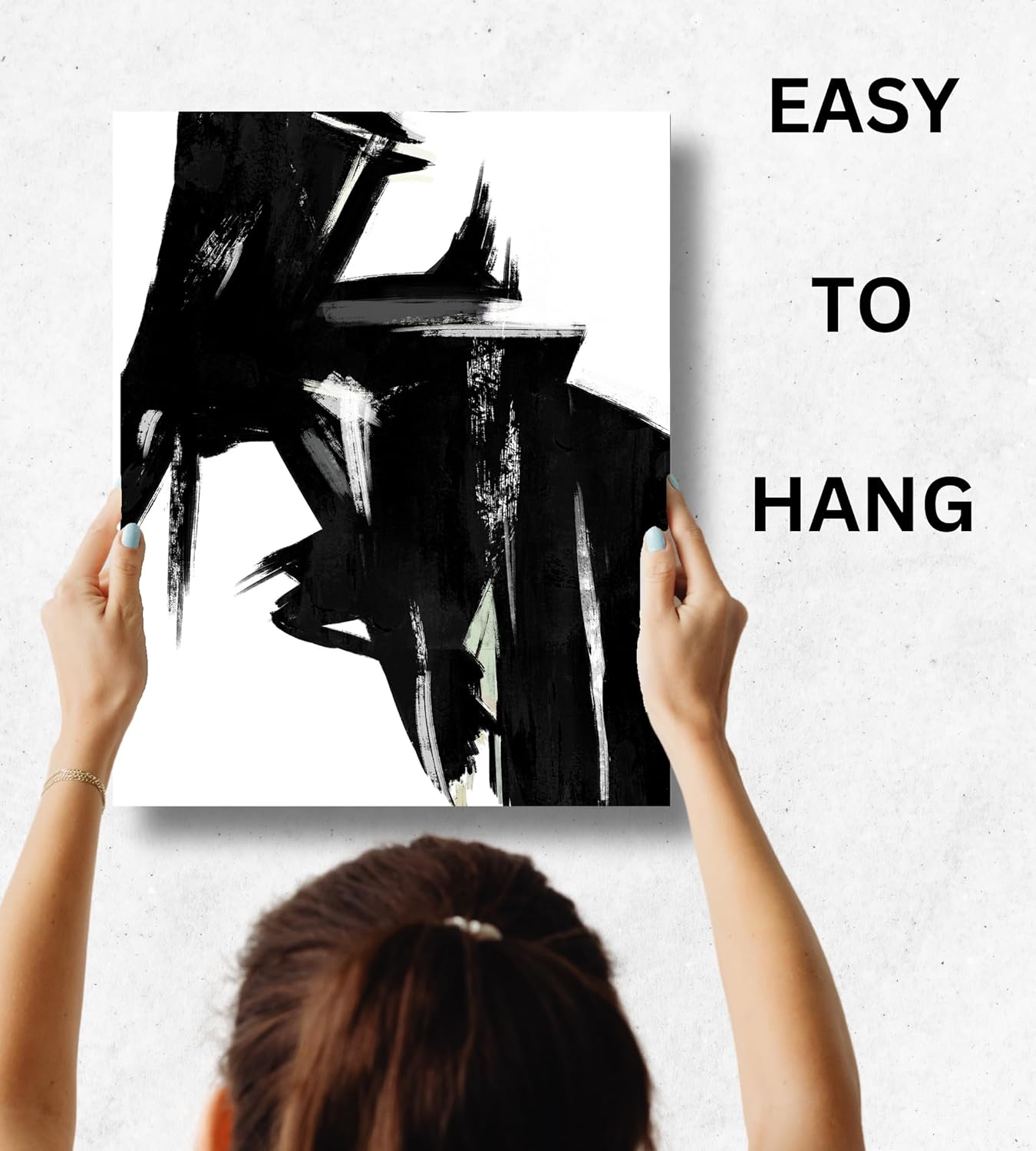 Black and White Abstract Wall Art Decor - Modern Black and White Wall Art 20x48 Artwork - 3 Panel Framed Black and White Art - Black and White Canvas Wall Art Print for Living Room, Bedroom & Office 6901 - Black & White Abstract 20x48