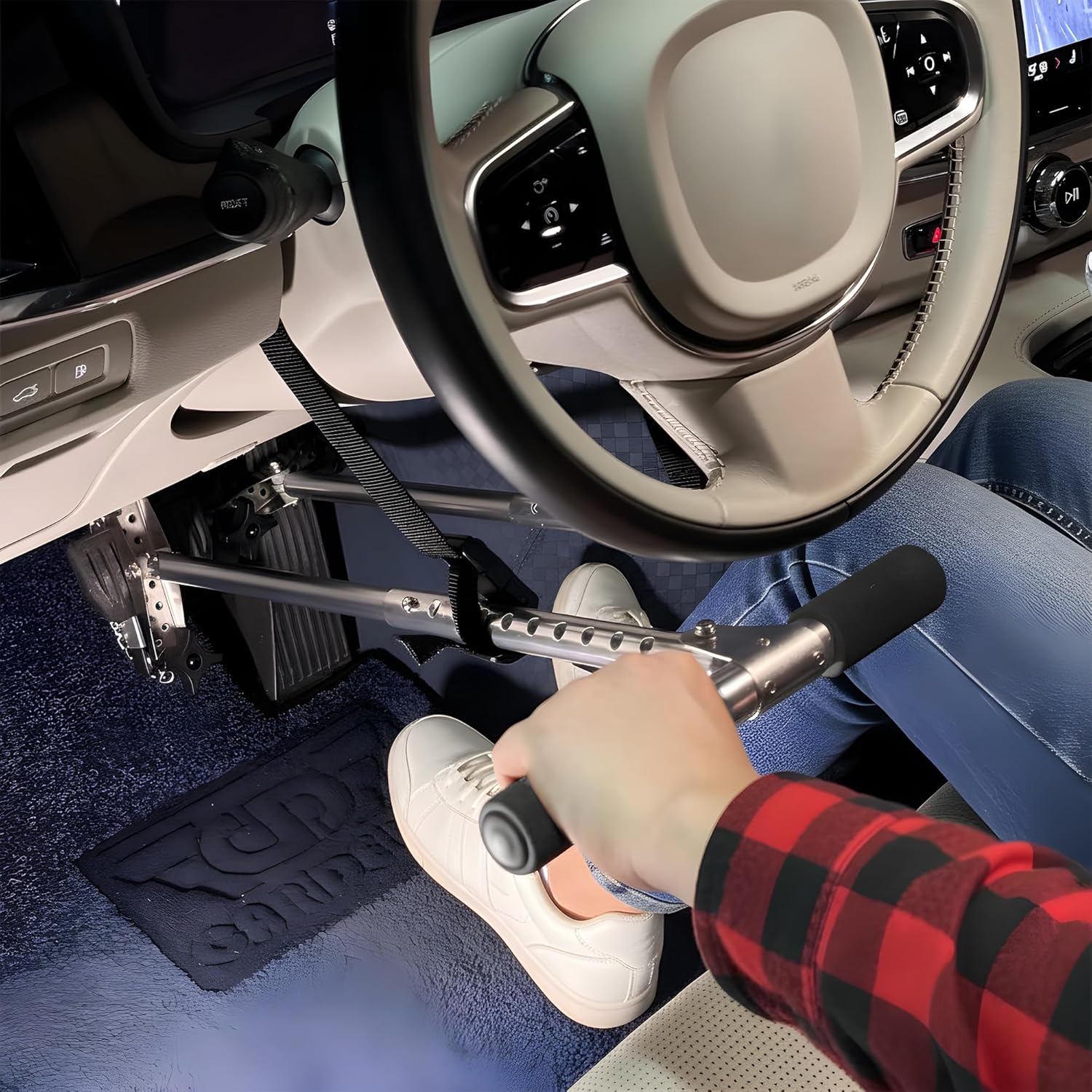 Car Hand Controls Device for Disabled Drivers, Handicap, Cars Driving aids, Portable Handicap Driving Hand Controlled Drive Assist for Injured,Black Handle