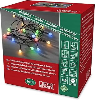 Konstsmide 1492 – 507 – Guirnalda de luces LED, plástico, color negro
