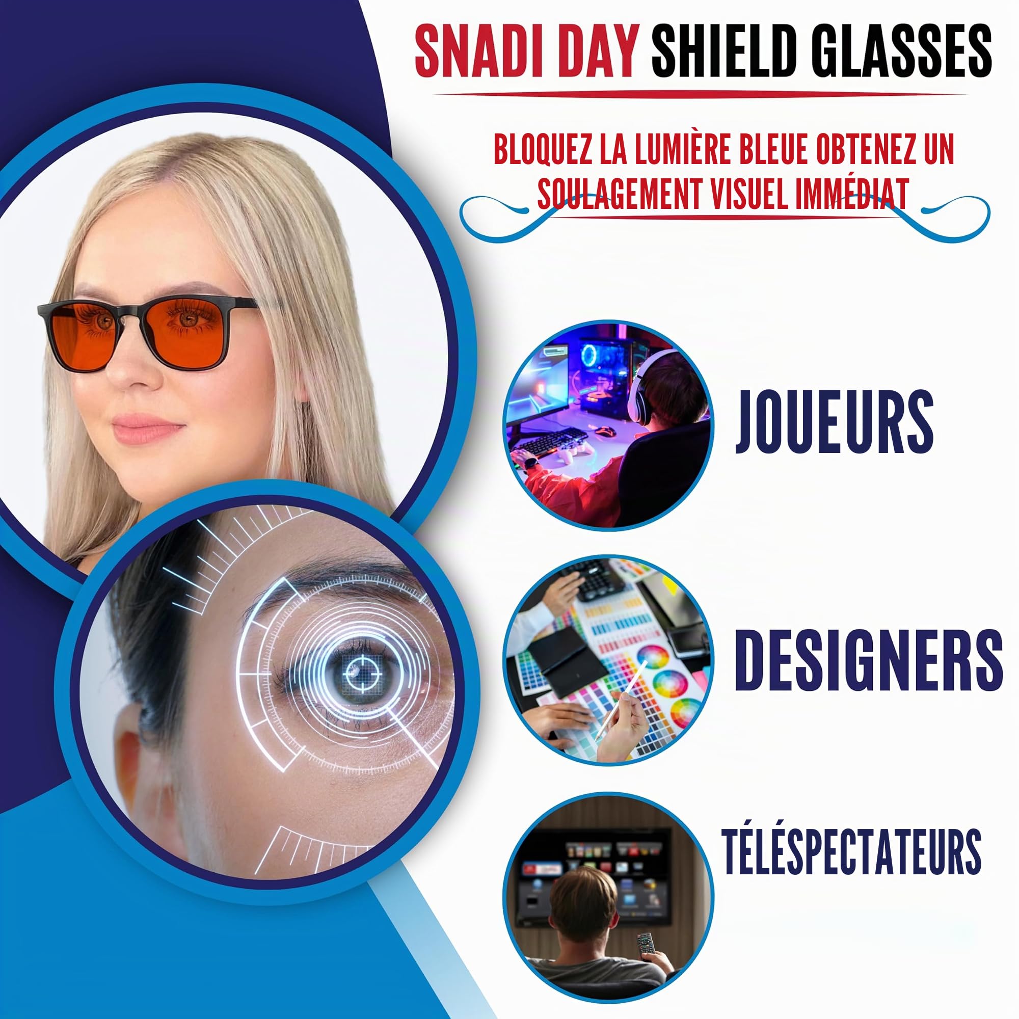 SHIELD: Lunettes de Blocage de la Lumière Bleue (70-99%) pour Écrans, Télévision, Ordinateur, Jeux et Lumière Artificielle. Améliorent le Sommeil