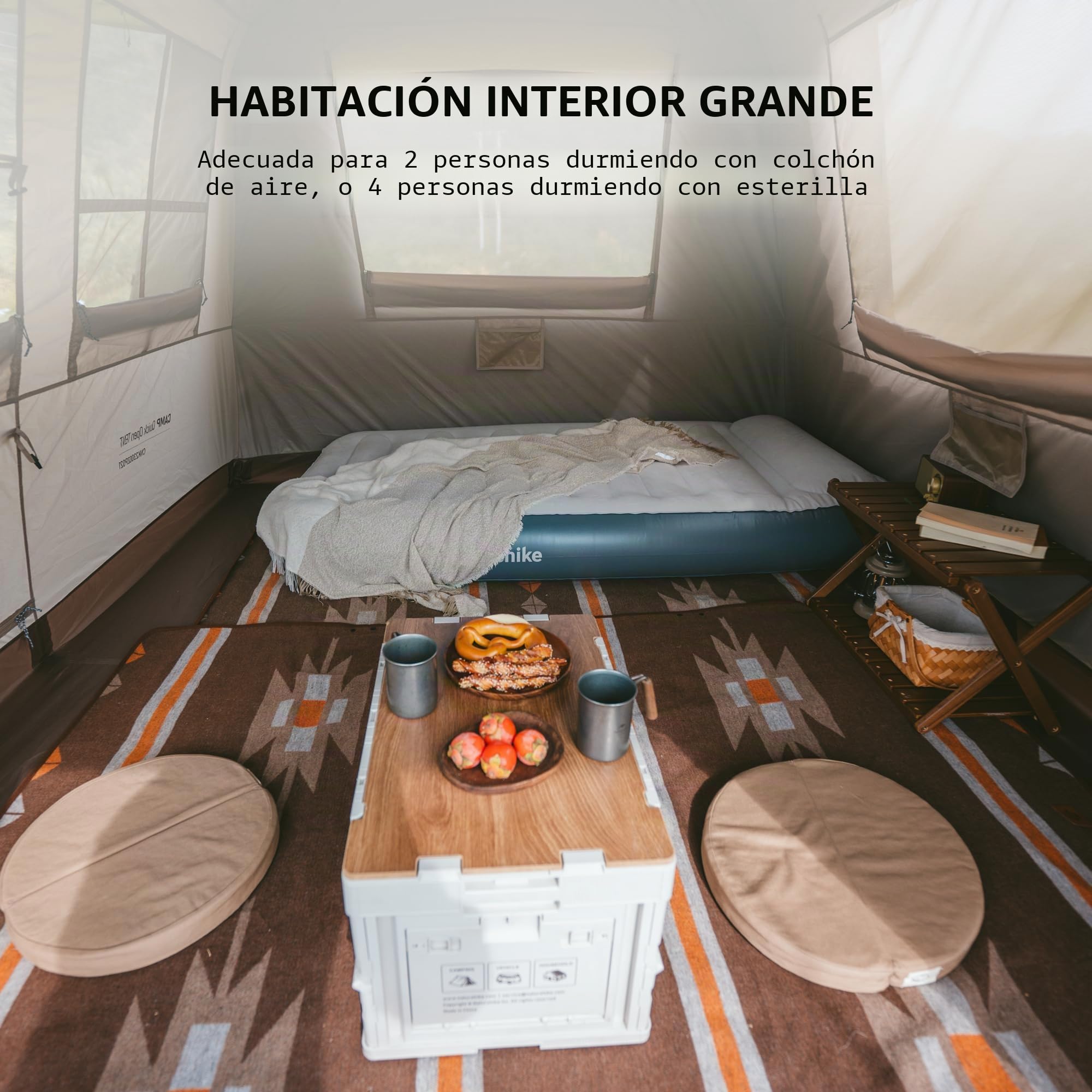 Naturehike Village 6.0 ㎡ Tienda de campaña familiar Pop Up Tienda de campaña para 4 personas, gran túnel con columna de agua de 2000 mm
