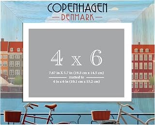 R and R Imports Copenhagen Denmark Design C Souvenir Wooden Photo Frame Matted 4 x 6 Inch Single