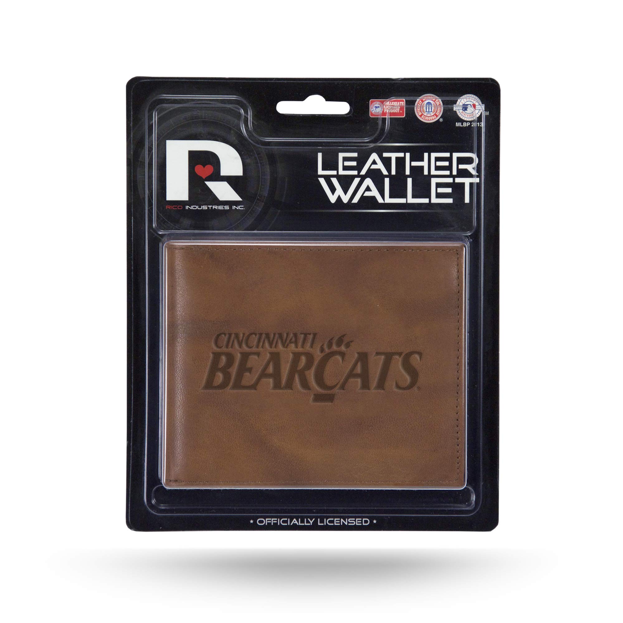 NCAA Rico Industries Embossed Leather Billfold Wallet with Man Made Interior, Cincinnati Bearcats , 3.25 x 4.25 inches