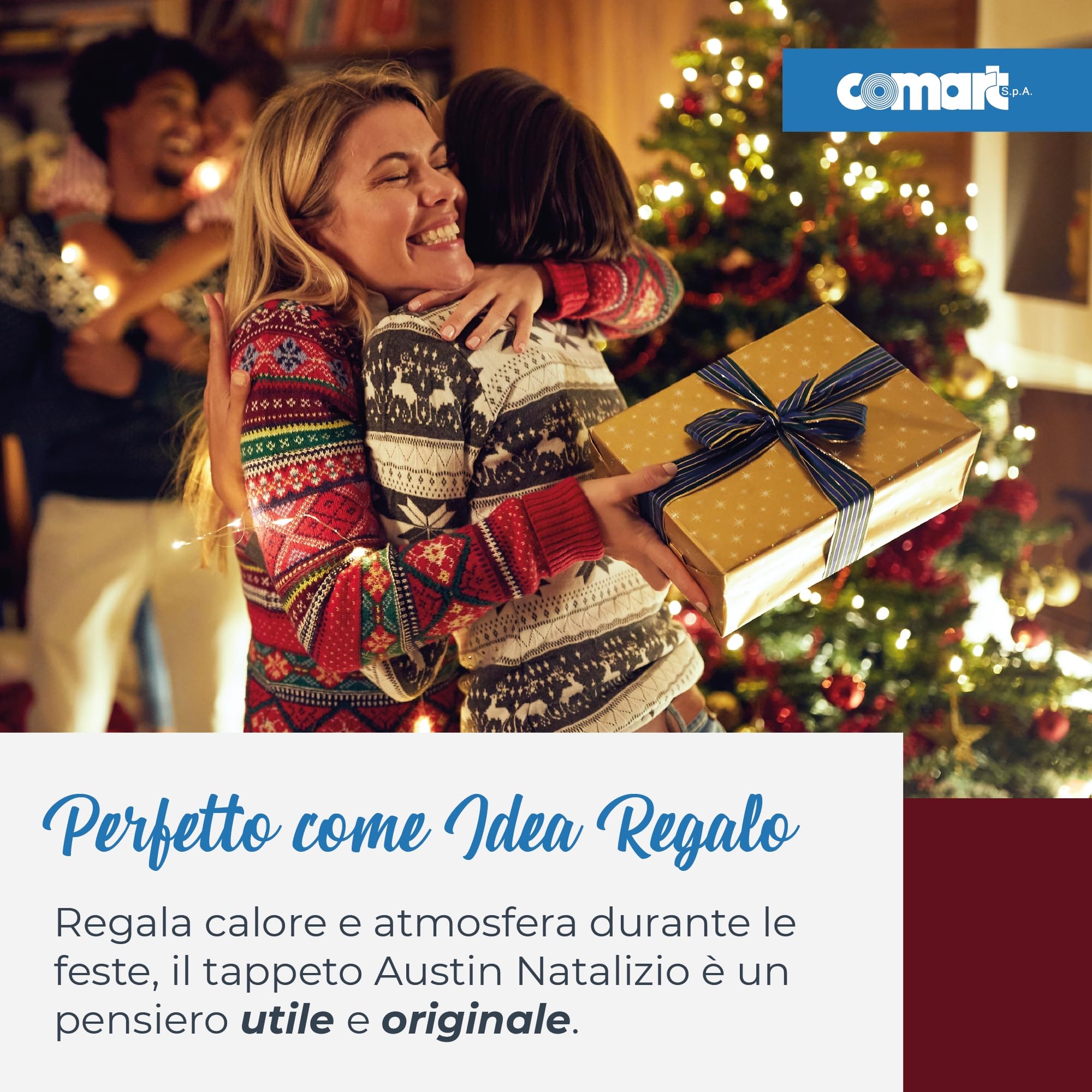 Comart - Tappeto Cucina Austin - Palline Natale 50x230cm - Antiscivolo