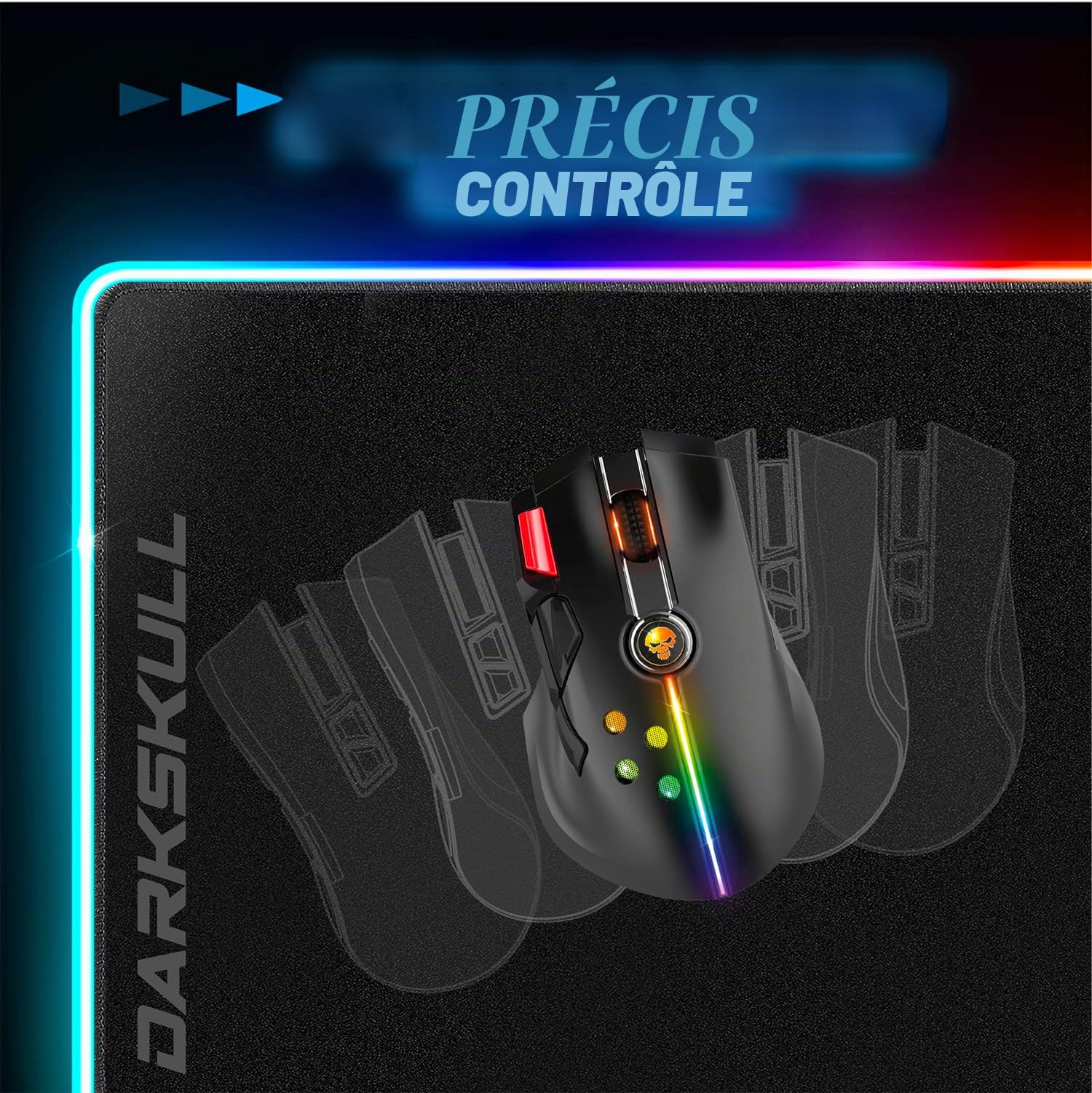 Grand Tapis de Souris Gamer XXXL RGB (900x400 mm) + Hub 4 Ports USB Inclus | 12 Modes de Rétroéclairage | Base Antidérapante en Caoutchouc | Gaming Mousepad Lumineux Ergonomique pour PC