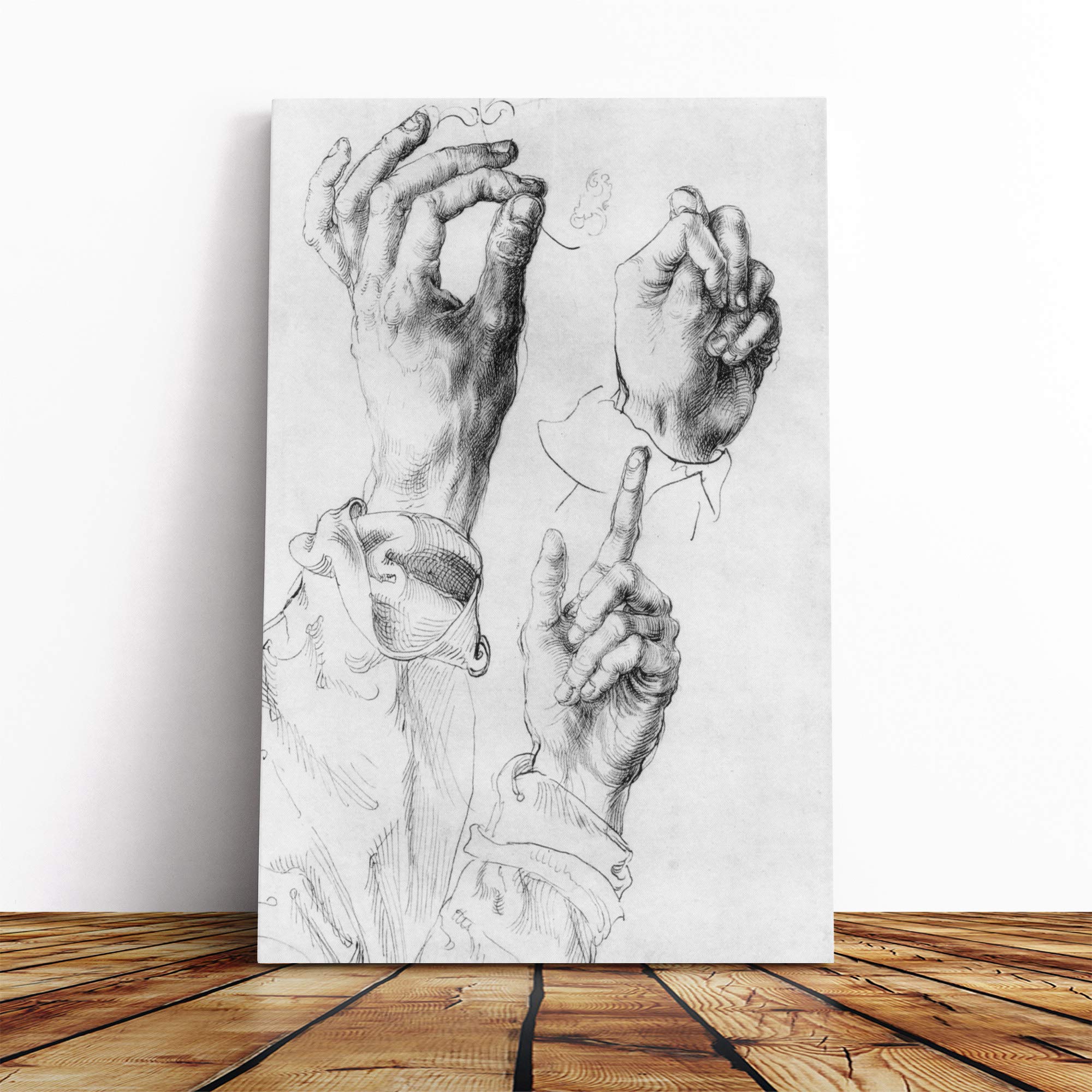 Albrecht Durer Study of Hands Canvas Print | Gallery Wrapped 30mm Frame Wall Art | 30x20 inches | Ready to Hang | Modern Picture | Living Room Bedroom Lounge Office