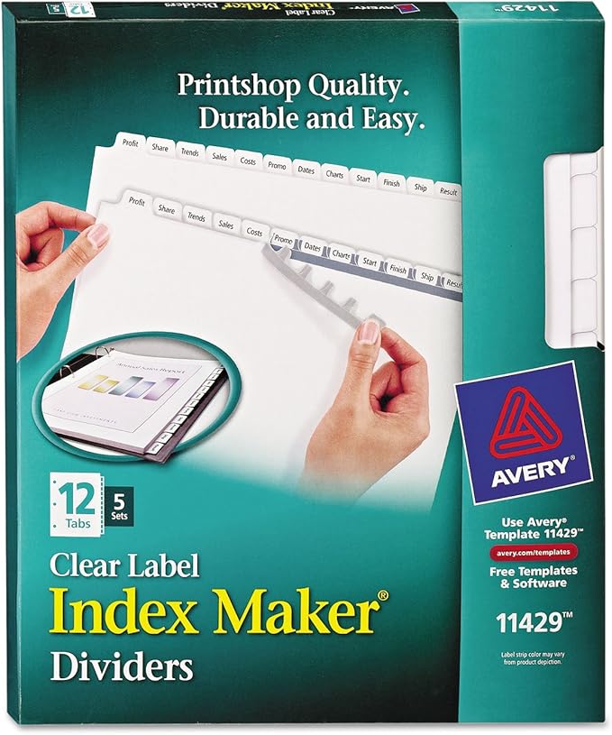 Amazon.com : Avery 11429 Index Maker, Laser, Punched, 12-Tabs ...