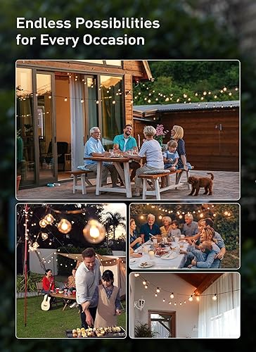 Miniatura 8 de Tira de focos transparentes, de G40, forma de globo, con temporizador, 13 pies, para exteriores, 40 LED, luces cálidas blancas parpadeantes, negro