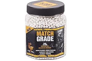 20GPW5J 6mm Match Grade .20-Gram 6mm White Airsoft BBs (5000-Count)