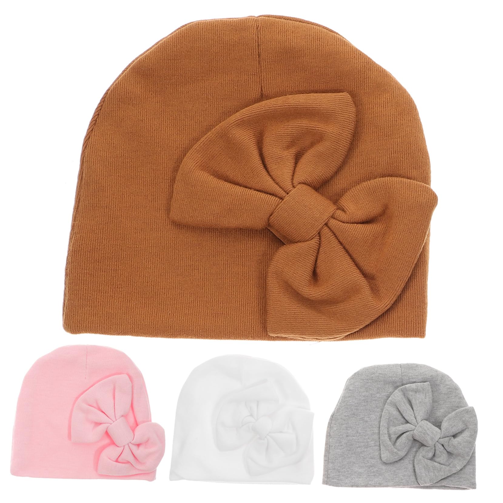 Gorros de algodón transpirables para recién nacido, gorritos suaves y cálidos con lazo 8