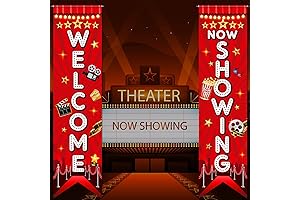 Movie Night Porch Sign Banner Movie Theme Party Decorations Movie Theater Welcome...