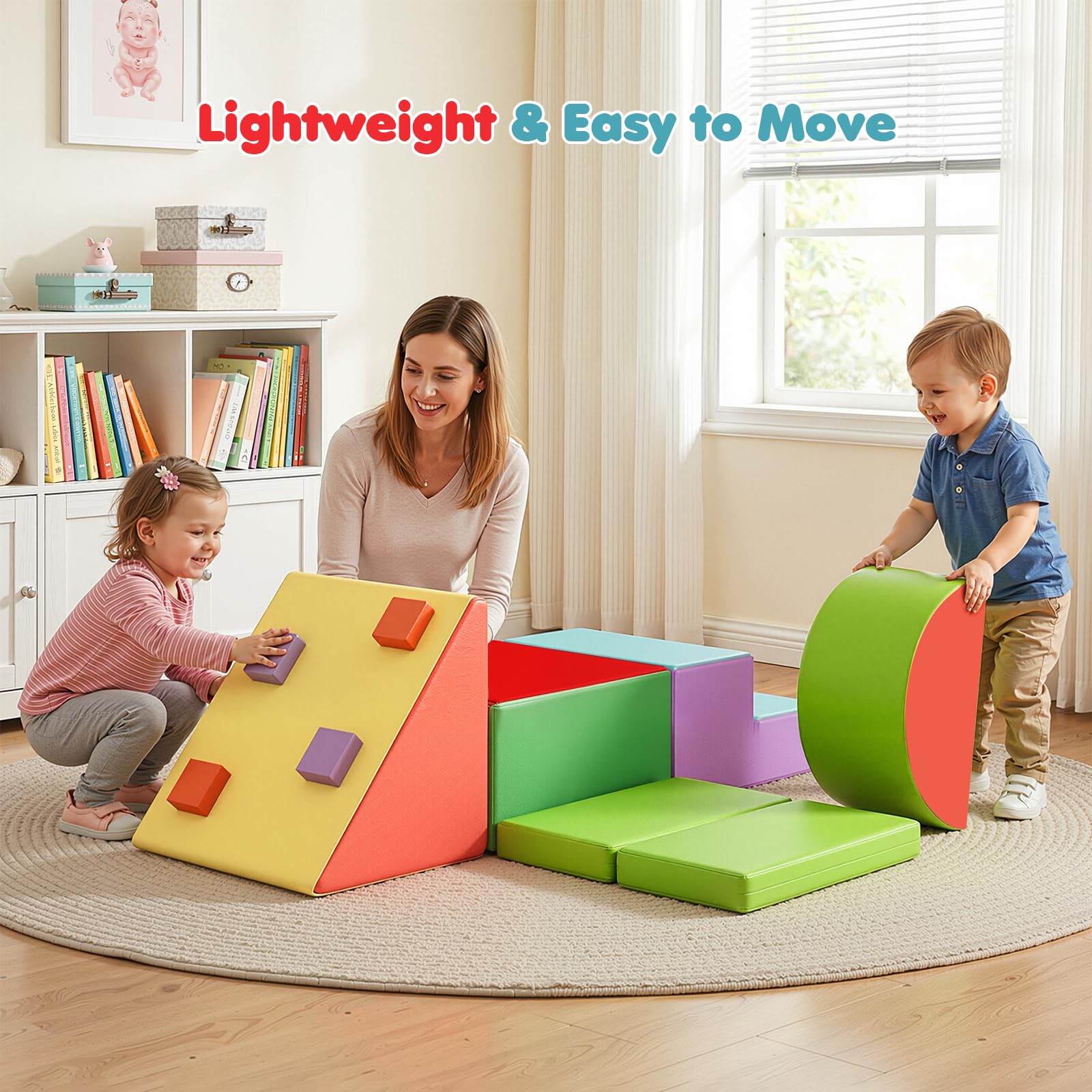 Bloques de construcción de espuma suave no tóxica para bebés, bloques de construcción blandos para interiores, bloques de construcción grandes, juguetes Montessori y túnel plegables para niños de 1 a