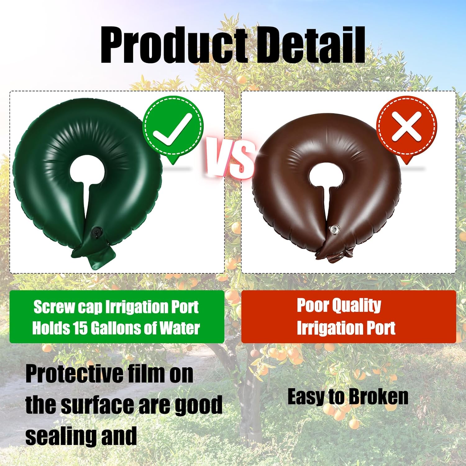 Foaincore 6 Pcs 10 Gallon Heavy Duty Tree Watering Ring PVC Drip Irrigation Deep Tree Root Watering Bag Round Trees Slow Release Water Pouch Planting Drip Irrigation Rings for Gardening Supply(Green)