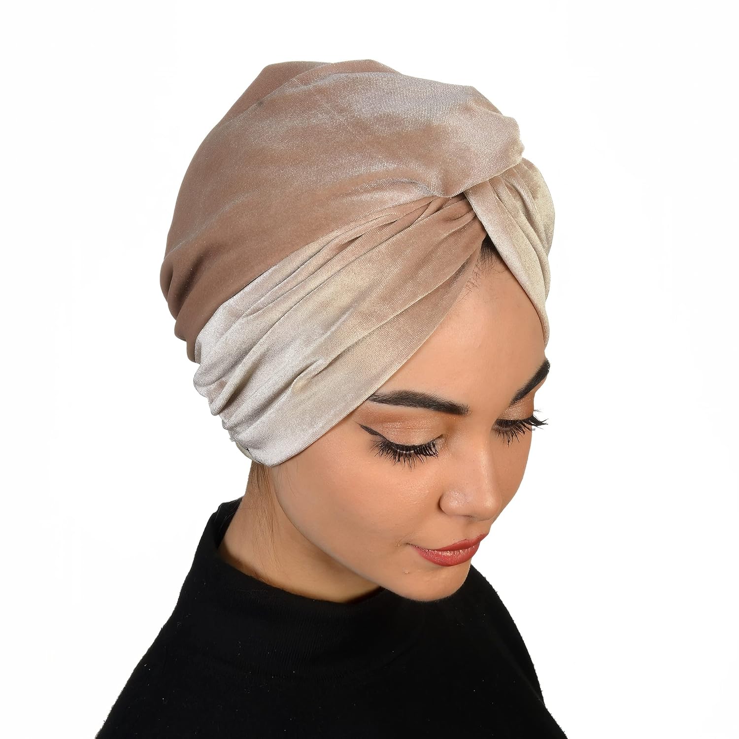 Beige Cream Velvet Double Sided Women Head Wrap, Instant Pre-tied Turban, Chemo Gift, All Hair Cover, Breathable, Gifts for Mothers