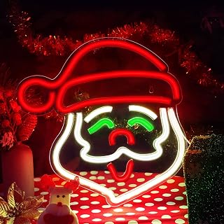 Santa Claus Neon Signs Christmas LED Sign Light with Acrylic Board Wall Decorative Neon Night Sign Light up Wall Decor for Christmas Party Supplies Bedroom Wedding Bar Pub Club